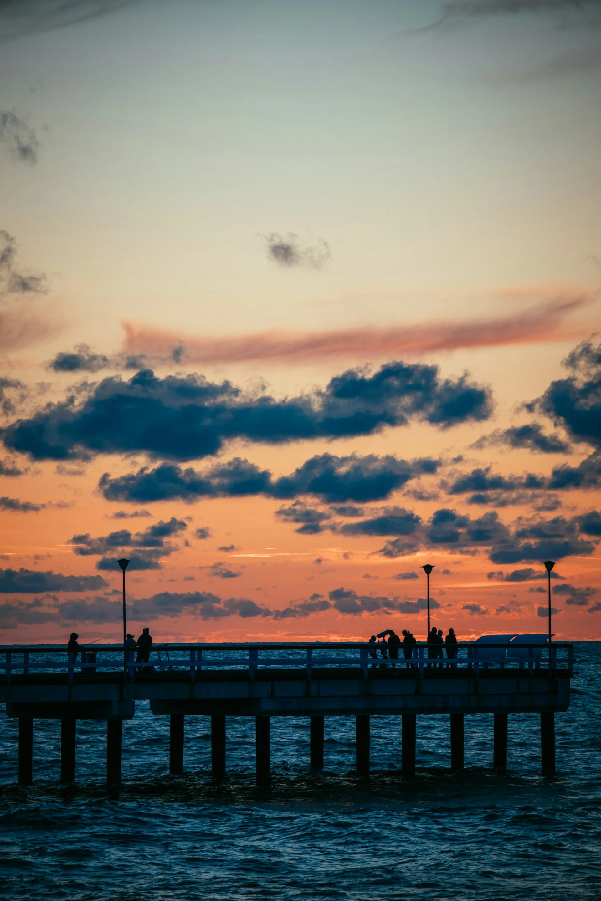 The wooden L-shaped pier reaching into the Baltic Sea at Palanga, Lithuania