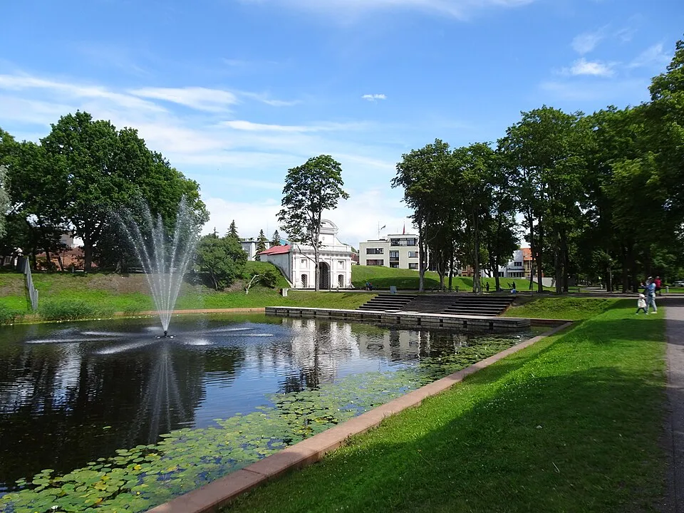 The tree-lined Vallikäär bastion park in Pärnu's old town