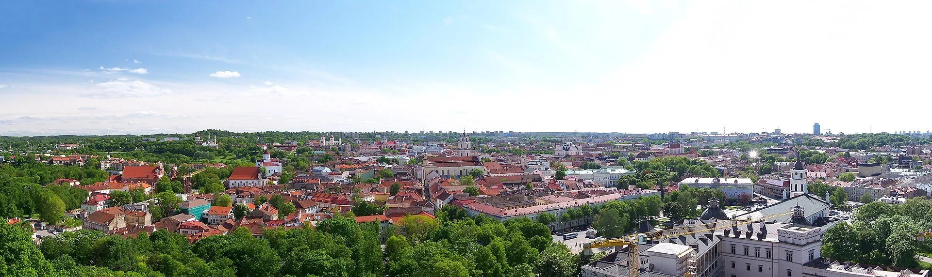Baroque spires and red rooftops over the Vilnius Old Town, Lithuania